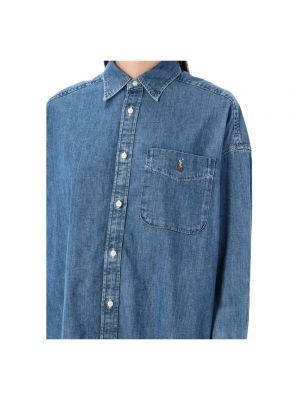 Camisa vaquera oversized con estampado Polo Ralph Lauren azul