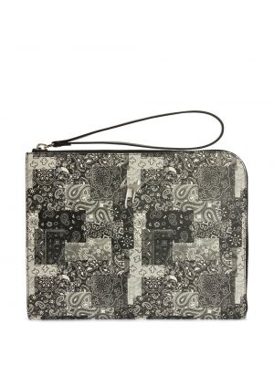 Kožená listová kabelka s potlačou s paisley vzorom Giuseppe Zanotti čierna