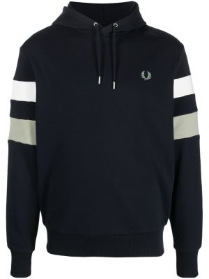 Памучен суичър с качулка Fred Perry синьо