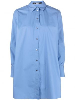 Βαμβακερό πουκάμισο με κέντημα Karl Lagerfeld μπλε