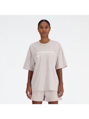 T-shirt en coton en jersey oversize New Balance gris