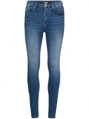 Haftowane jeansy skinny bawełniane Karl Lagerfeld niebieskie