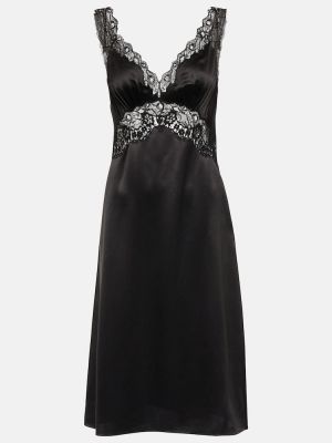 Nėriniuotas suknele Saint Laurent juoda