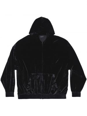 Samt hoodie mit reißverschluss Balenciaga schwarz