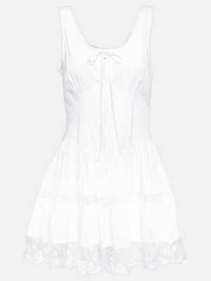 Pamučna haljina s čipkom Loveshackfancy bijela