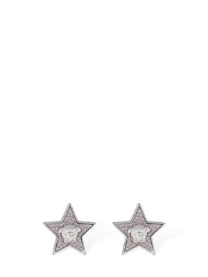 Σκουλαρίκια με πετραδάκια με μοτίβο αστέρια Versace ασημί