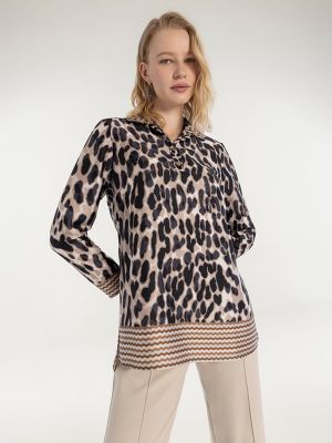 Blusa con estampado manga larga animal print Naulover
