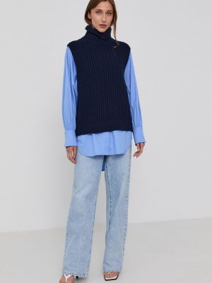 Victoria Victoria Beckham pulóver meleg, női, sötétkék, garbónyakú