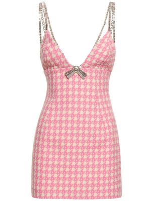 Vlněné mini šaty s mašlí Area růžové