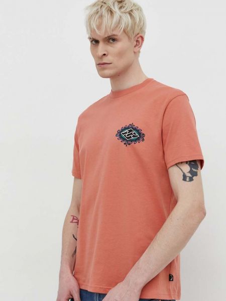 Bavlněné tričko s potiskem Billabong oranžové