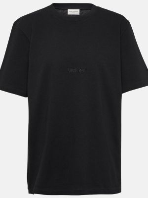 Oversize памучна тениска Saint Laurent черно