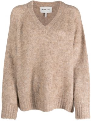 Sweter z dekoltem w serek Munthe beżowy