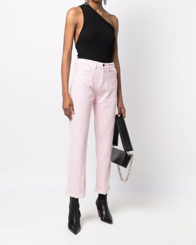 Straight fit džíny s vysokým pasem 3x1 růžové