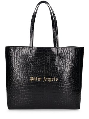 Кожени шопинг чанта Palm Angels черно