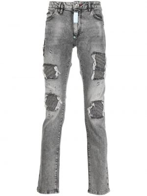 Slim fit zerrissene skinny jeans Philipp Plein grau