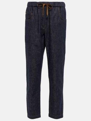 Proste jeansy z wysoką talią Brunello Cucinelli niebieskie