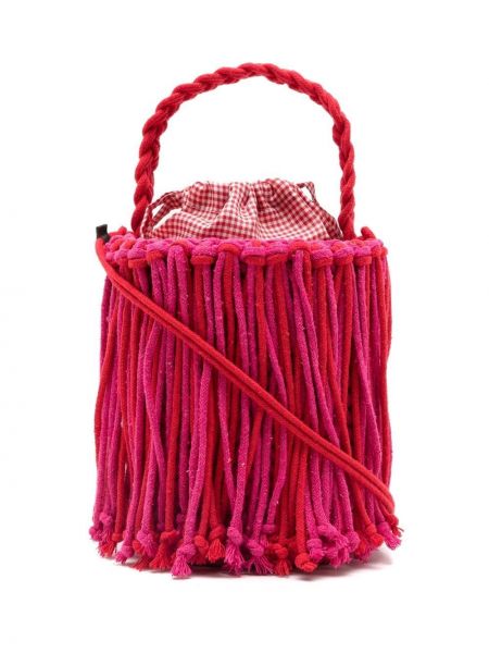 Πλεκτή τσάντα ώμου Nannacay ροζ