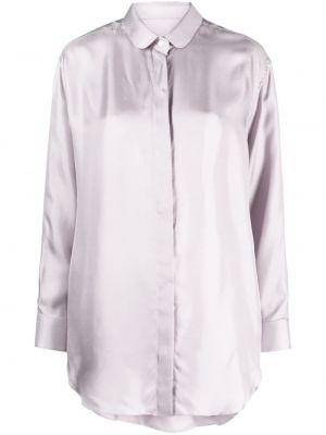Hodvábna saténová košeľa Giorgio Armani fialová