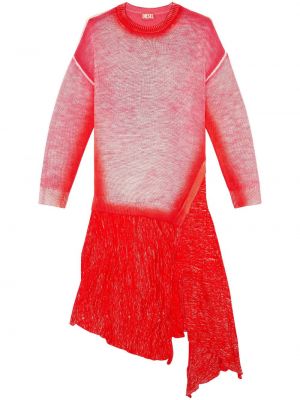 Rochie midi tricotate asimetrică Diesel roșu