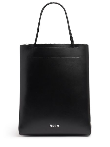 Lær shoppingbag Msgm svart