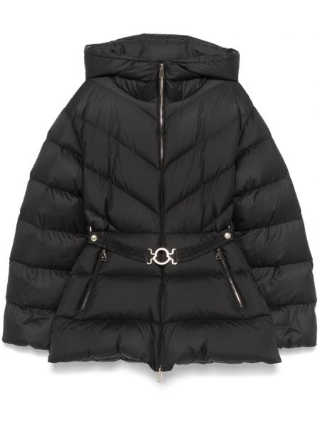 Kuşaklı ceket Moncler siyah