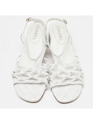 Sandalias de cuero Chanel Vintage blanco