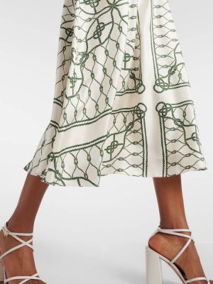 Μεταξωτή μίντι φόρεμα με σχέδιο Tory Burch πράσινο