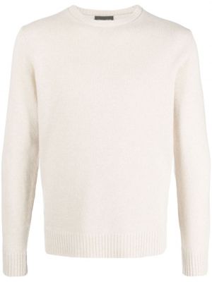 Kašmírový sveter z merina s okrúhlym výstrihom Roberto Collina biela