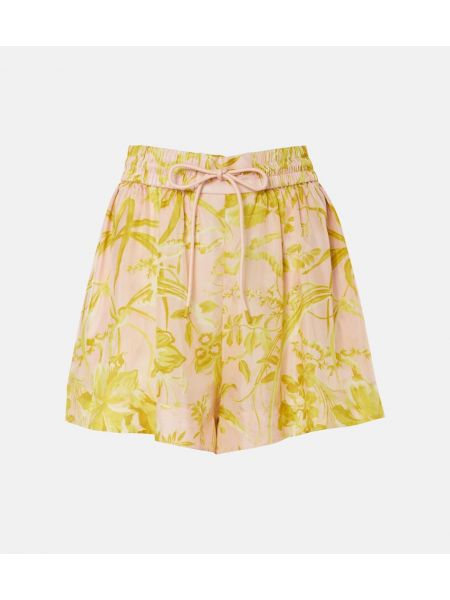 Blomstret silke satin shorts Zimmermann