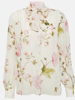 Копринена блуза на цветя Giambattista Valli бяло