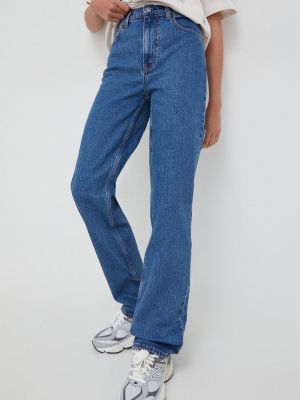 Proste jeansy z wysoką talią Abercrombie & Fitch niebieskie