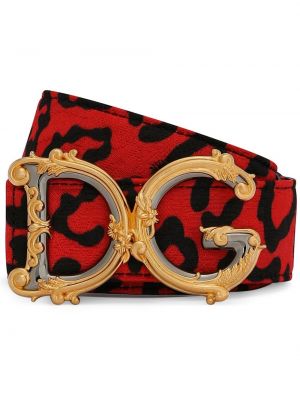 Ζώνη με σχέδιο με λεοπαρ μοτιβο Dolce & Gabbana κόκκινο