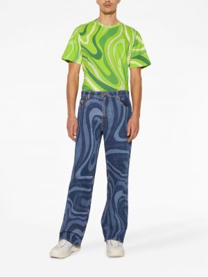 Džíny s potiskem s abstraktním vzorem relaxed fit Pucci modré