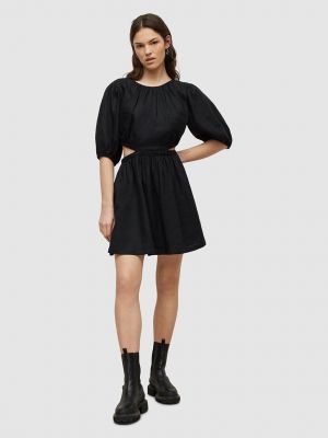 Jednobarevné bavlněné mini šaty Allsaints - černá