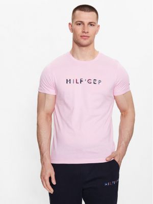 Tricou slim fit Tommy Hilfiger roz