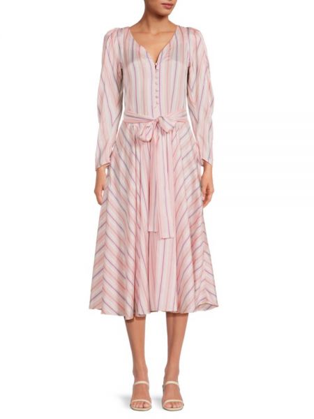 Шелковое платье миди в полоску Etro розовое