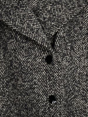 Palton de lână cu model herringbone Ganni negru