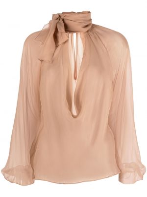 Прозрачна копринена блуза N°21 бежово