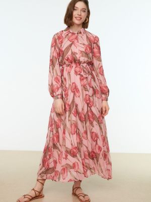 Шифоновое платье-рубашка в цветочек Trendyol