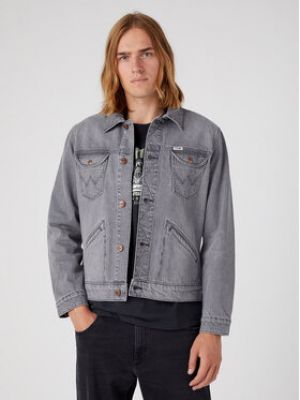 Priliehavá džínsová bunda Wrangler sivá