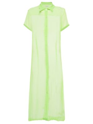 Átlátszó selyem hosszú ruha Dries Van Noten zöld