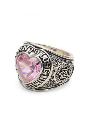 Žiedas su kristalais su širdelėmis Ambush sidabrinė