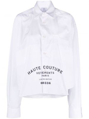 Памучна риза с принт Vetements бяло