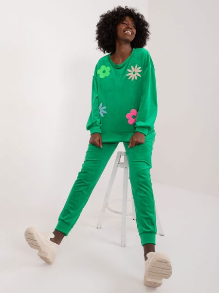 Бархатный спортивный костюм Fashionhunters зеленый