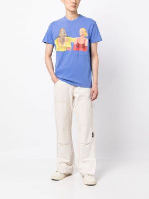 Raštuotas medvilninis marškinėliai Kidsuper mėlyna