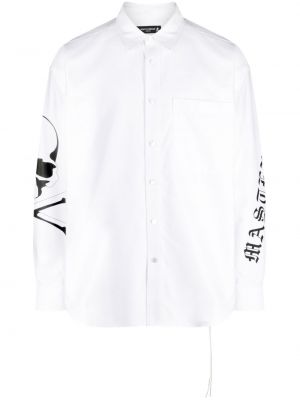 Βαμβακερό πουκάμισο με σχέδιο Mastermind Japan λευκό