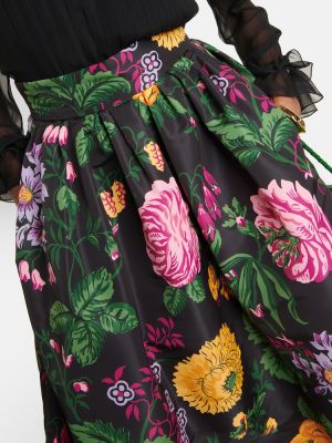 Fusta lunga cu model floral Carolina Herrera negru