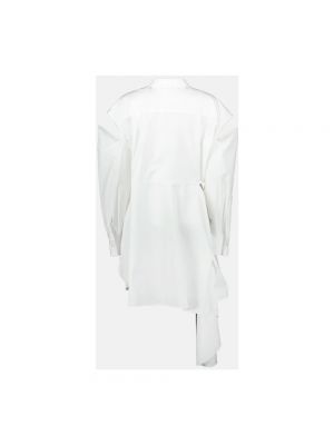 Vestido camisero de algodón asimétrico Alexander Mcqueen blanco