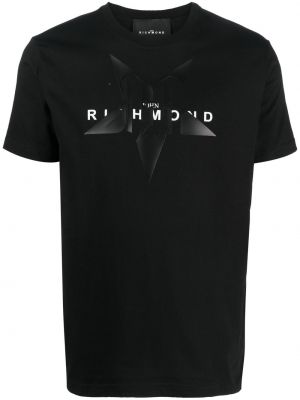 Памучна тениска с принт John Richmond черно