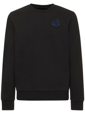 Felpa di cotone di cotone in jersey Moncler nero